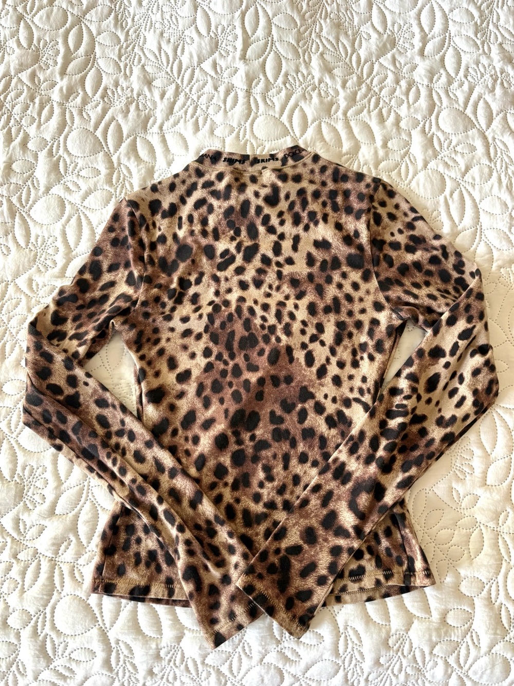 Dolce & Gabbana x SKIMS Leopard Cotton Jersey Long Sleeve Top Size M - Picture 5 of 13